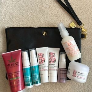 Black wristlet w/ brand new mini hair products